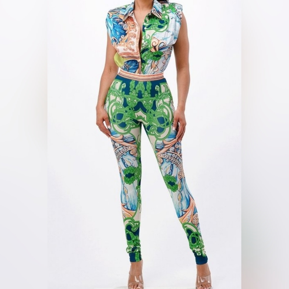 White floral pant set